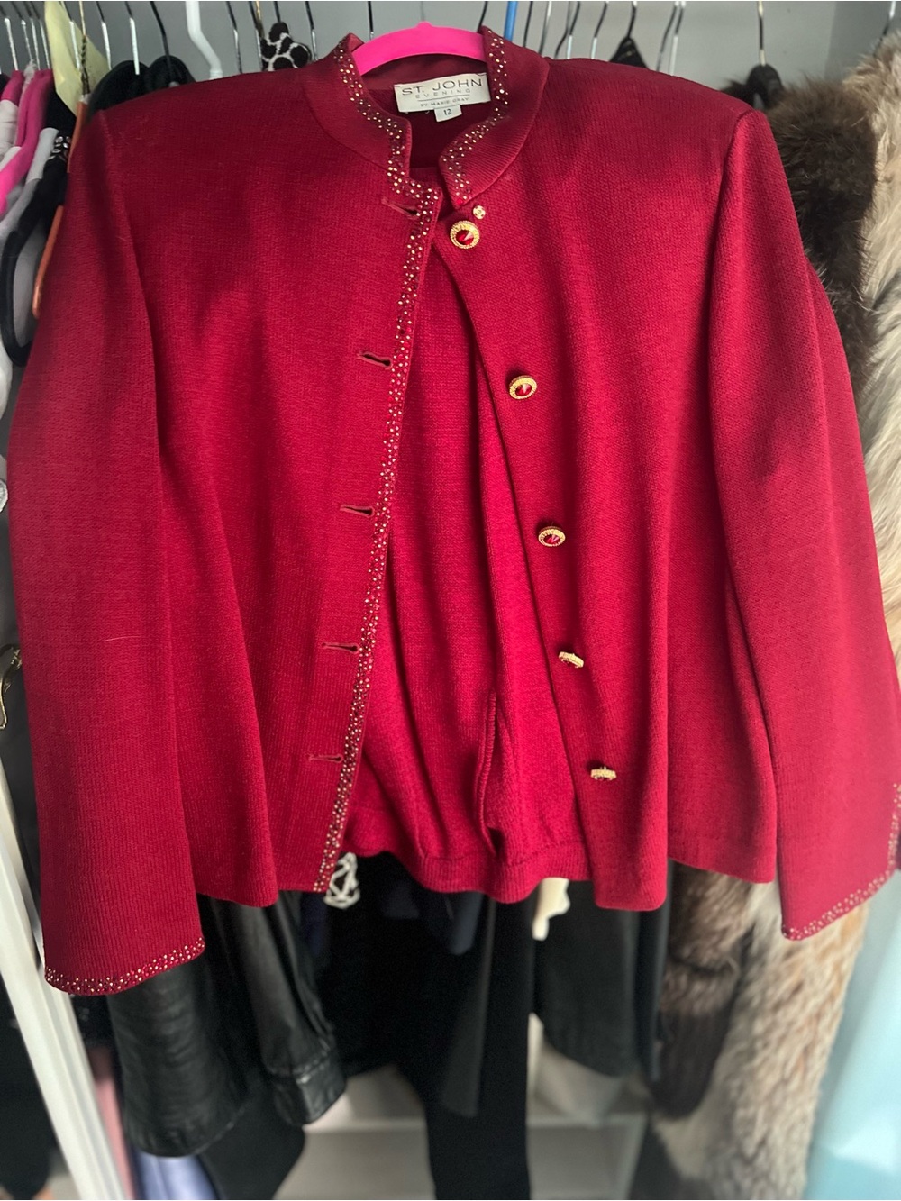 Saint John's Bay Active Red Knit Jacket with Gold Buttons